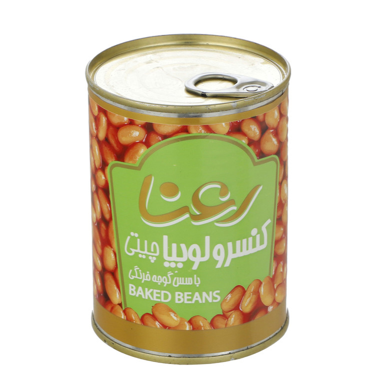 کنسرو لوبیا چیتی با سس گوجه فرنگی رعنا - 400 گرم - کنسرو لوبیا چیتی رعنا 400 گرمی است . به دلیل داشتن سس گوجه فرنگی بسیار خوش طعم و یک وعده غذایی کامل است. 
ارزش غذایی در هر ۱۱۰ گرم: - انرژی: ۱۶۱.۲۶ کیلو کالری - قند: ۲.۷۵ گرم - چربی: ۲.۵ گرم - نمک: ۱.۵ گرم - اسیدهای چرب ترانس: ۰ گرم
 
