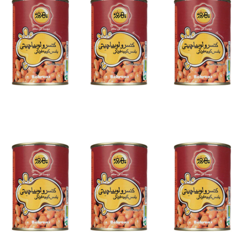 کنسرو لوبیا چیتی با سس گوجه فرنگی بهروز - 390 گرم بسته 6 عددی - کنسرو لوبیا چیتی با سس گوجه فرنگی محصول صنایع غذایی بهروز است. هر پک شامل بسته 6 عددی کنسرو لوبیا با وزن  هر کنسرو 390 گرم است. 